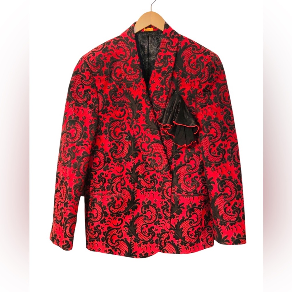 Men’s Burgundy Jacquard Blazer